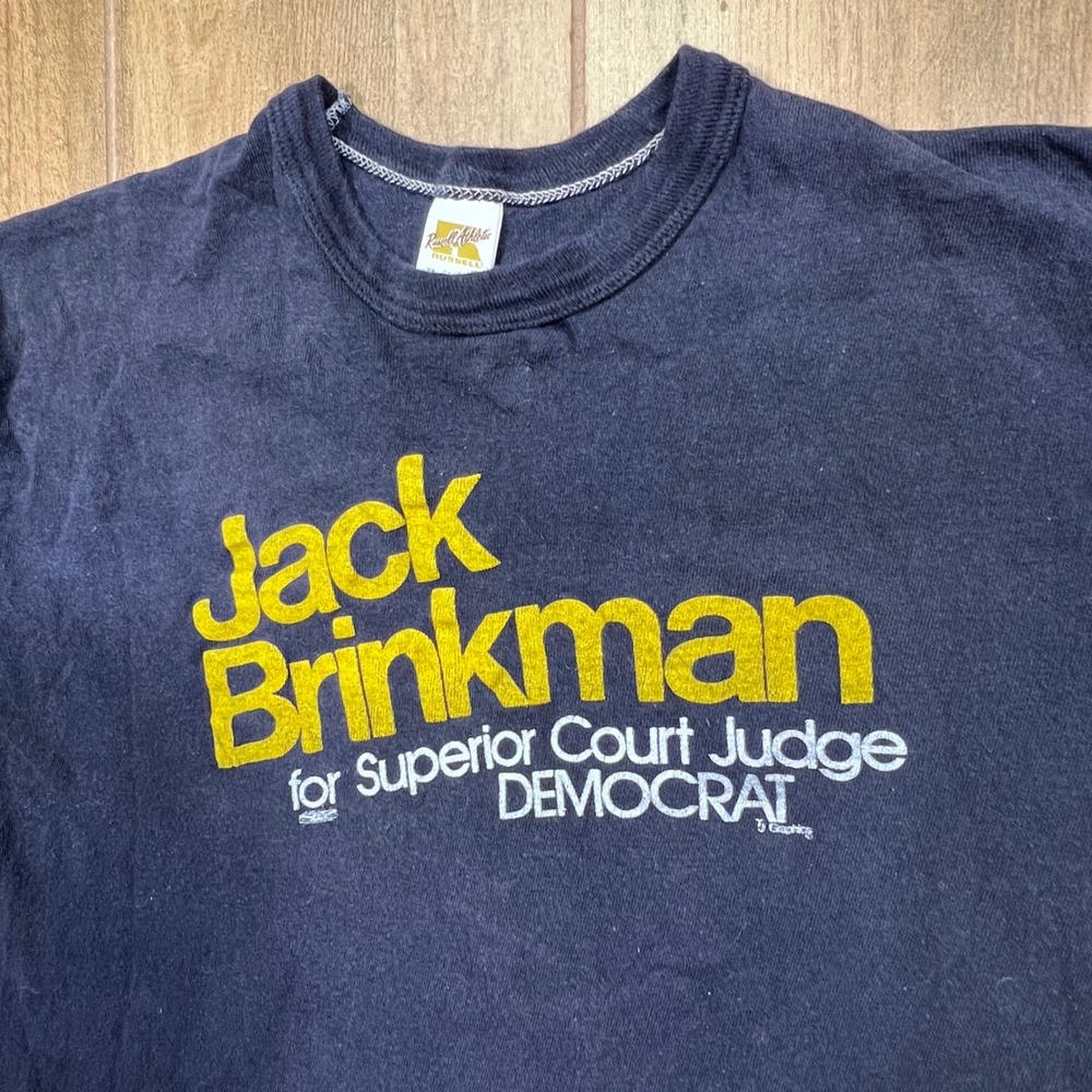 Vintage Russell Athletic Jack Brinkman Superior Court Judge Democrat T-Shirt XL